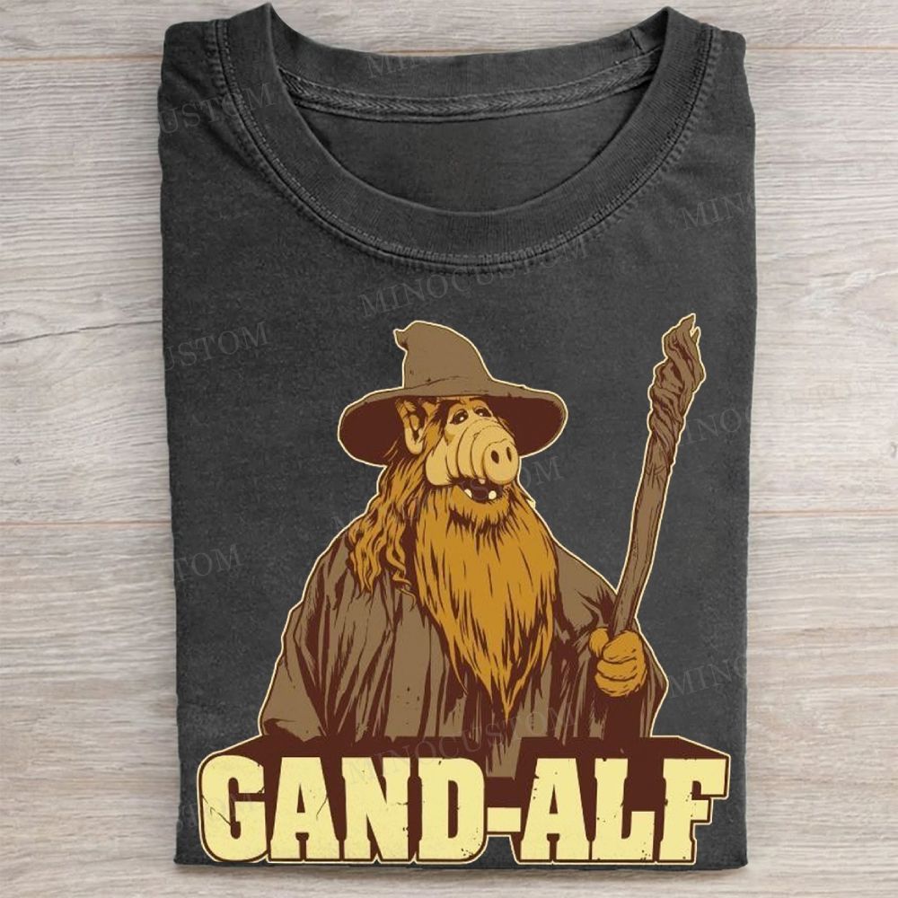 Gand-Alf ALF & Lord of the Rings Parody Vintage Washed Tee 