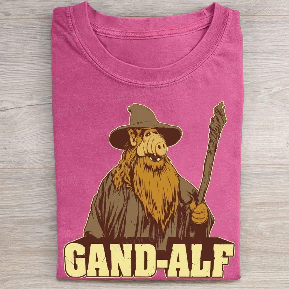Gand-Alf ALF & Lord of the Rings Parody Vintage Washed Tee 