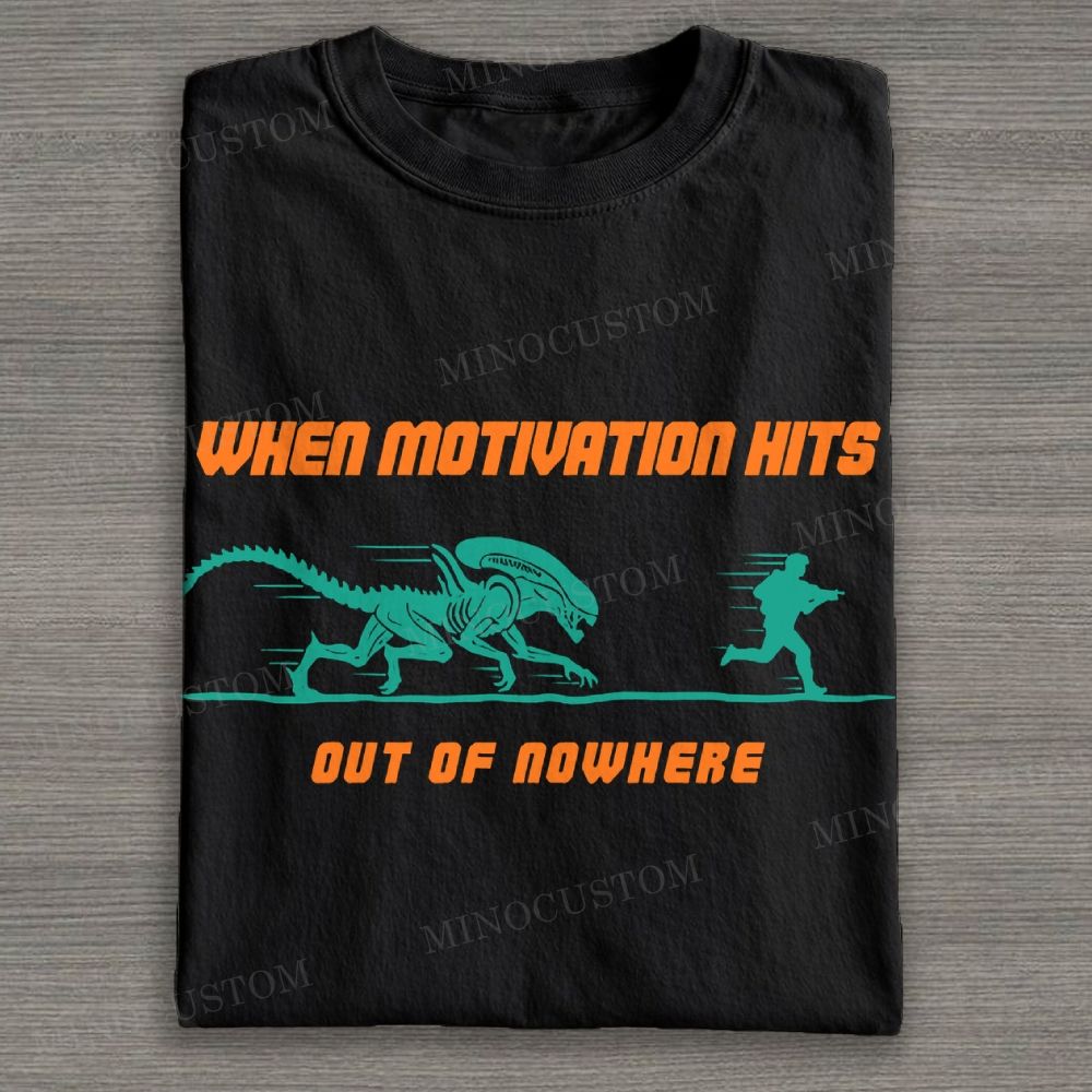Motivation Hits Hard Cotton T-shirt 