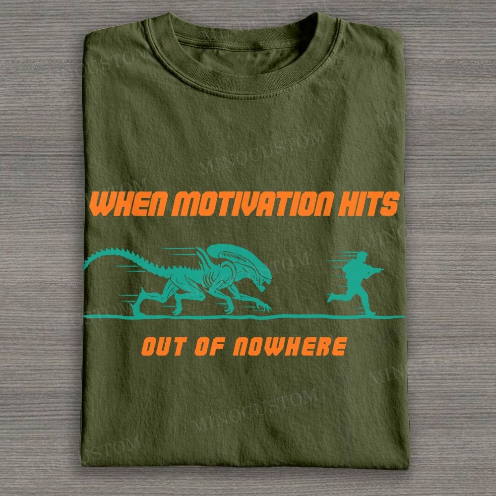 Motivation Hits Hard Cotton T-shirt 