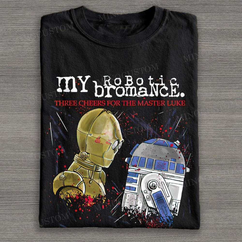 Retro Punk Robot Duo Graphic Cotton T-shirt 