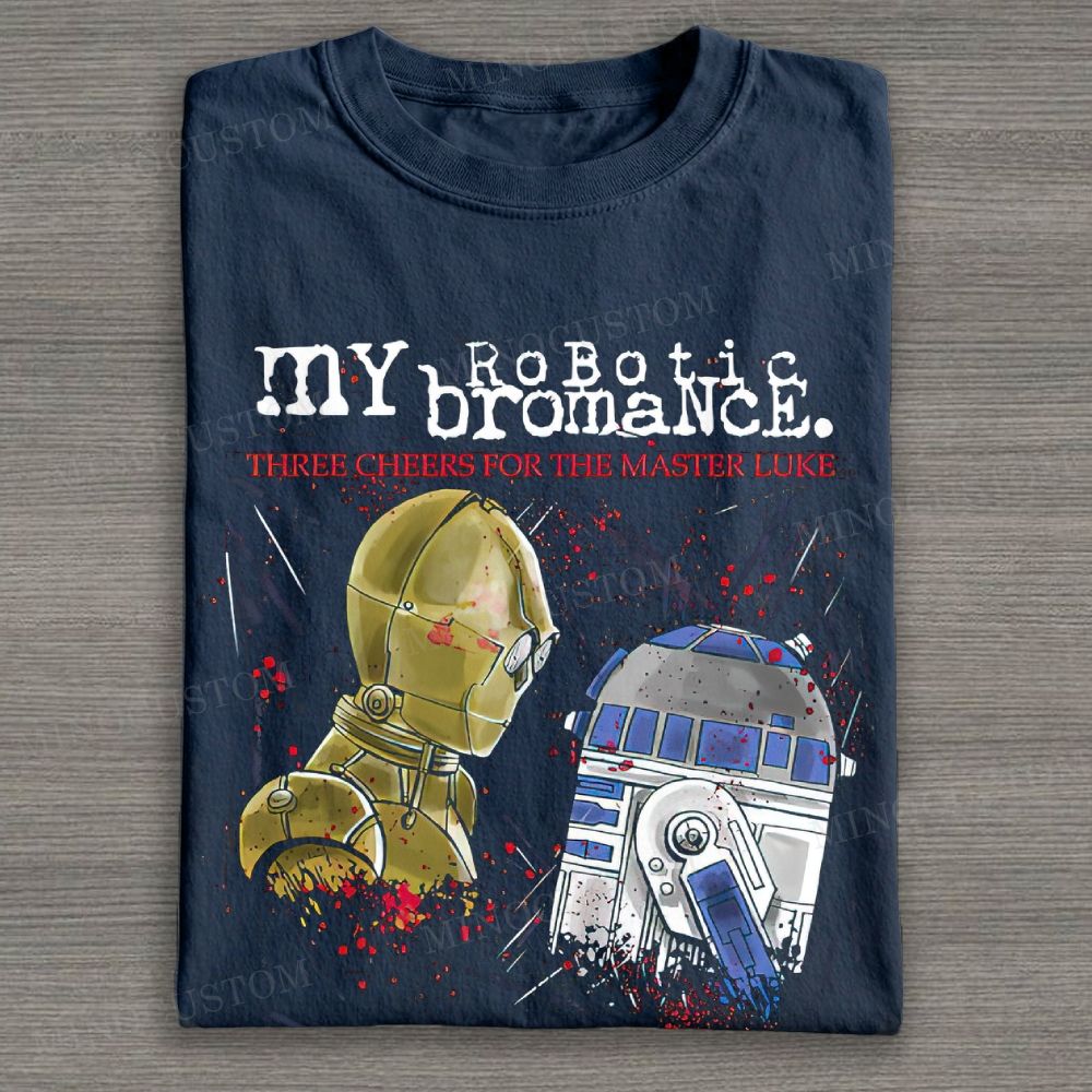 Retro Punk Robot Duo Graphic Cotton T-shirt 