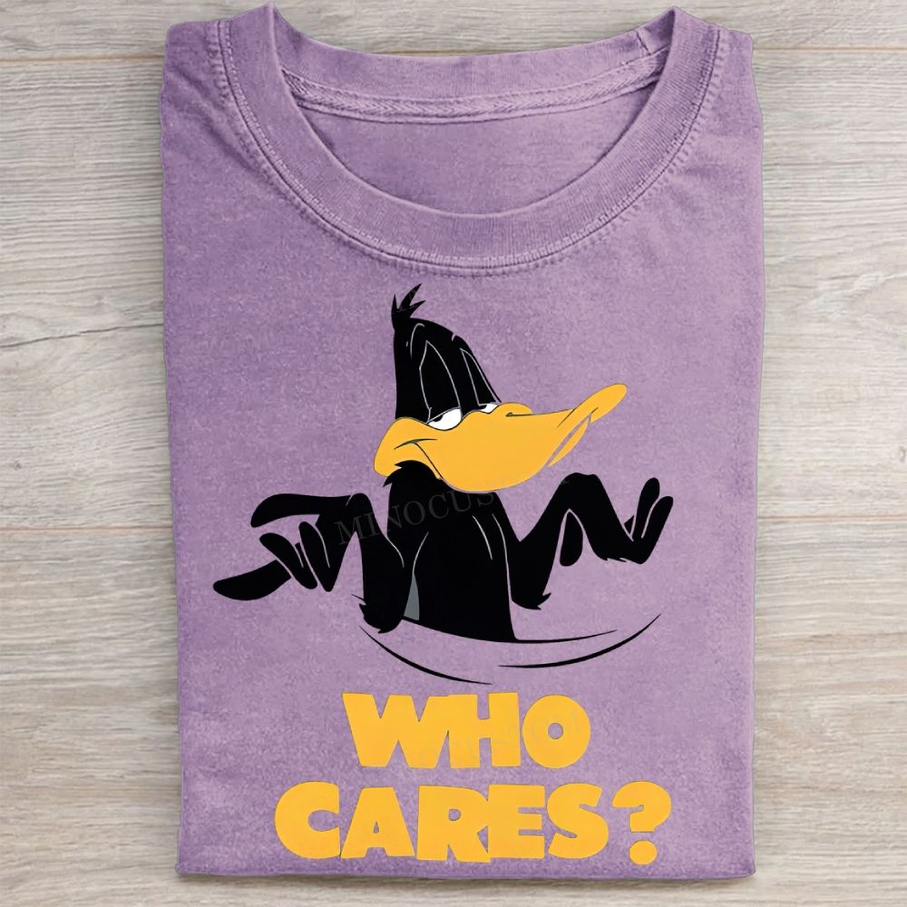 Who Cares? Daffy Duck Sarcastic Vintage Washed Tee 