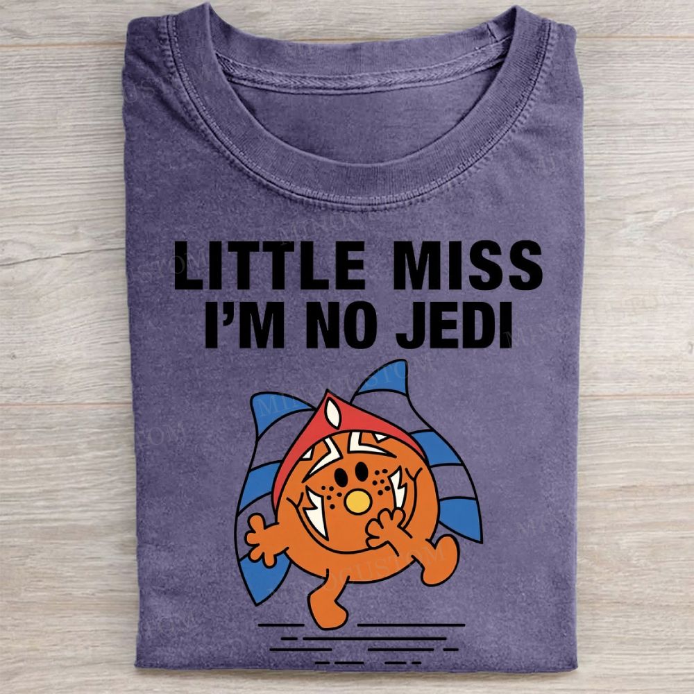 Little Miss I’m No Jedi Funny Character Casual Vintage Washed Tee 