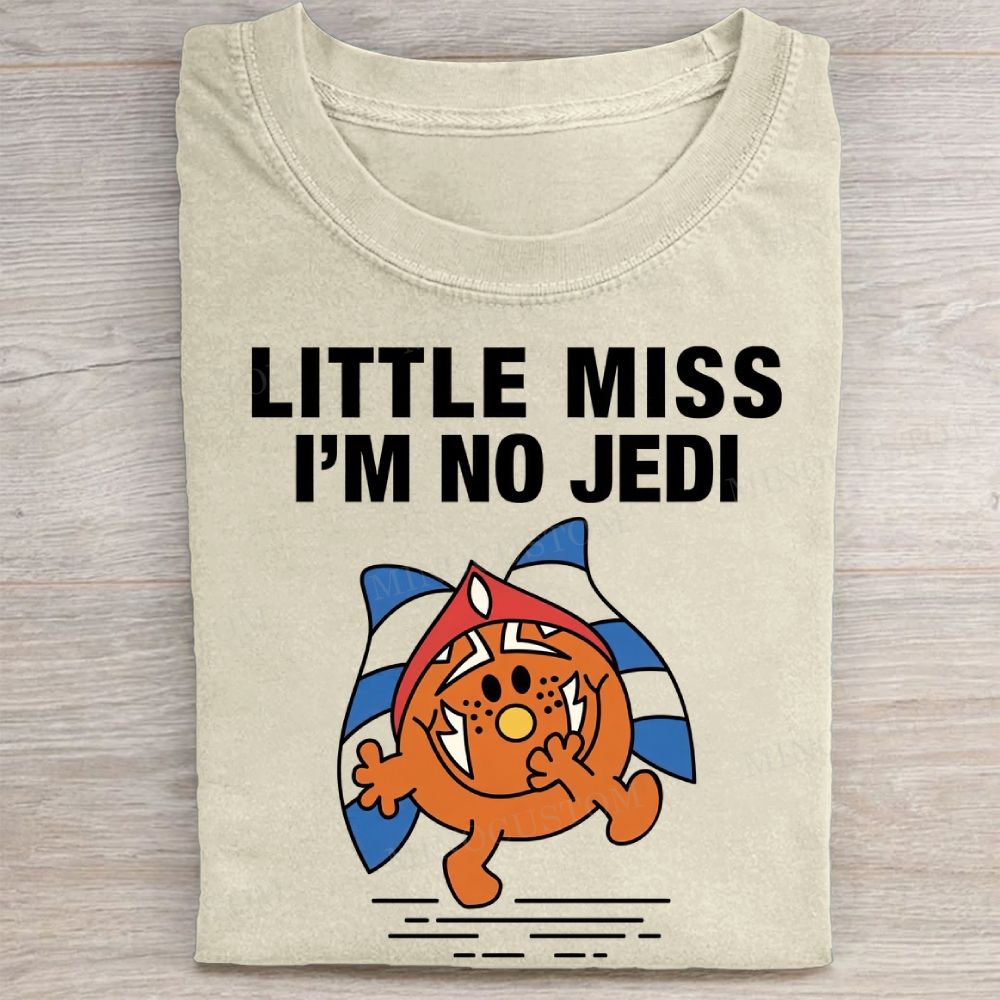 Little Miss I’m No Jedi Funny Character Casual Vintage Washed Tee 