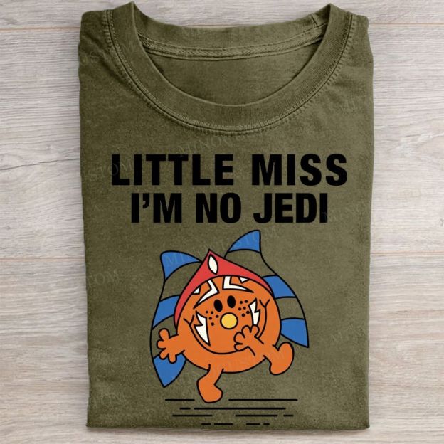 Little Miss I’m No Jedi Funny Character Casual Vintage Washed Tee 