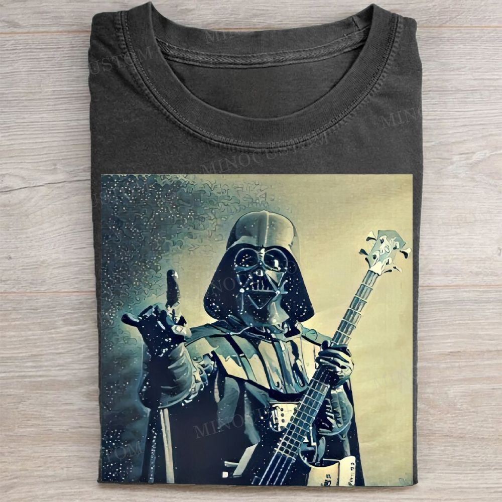 Darth Vader Rock Bassist Graphic Vintage Washed Tee