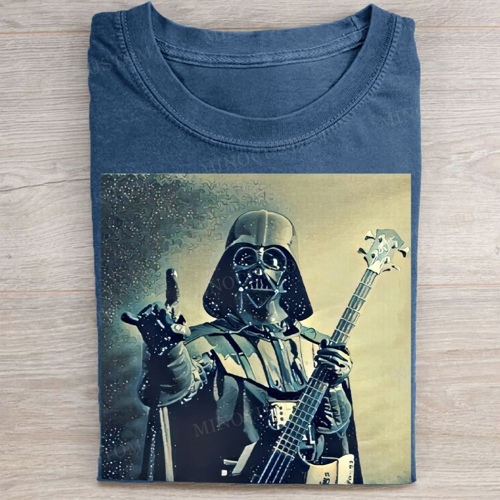 Darth Vader Rock Bassist Graphic Vintage Washed Tee