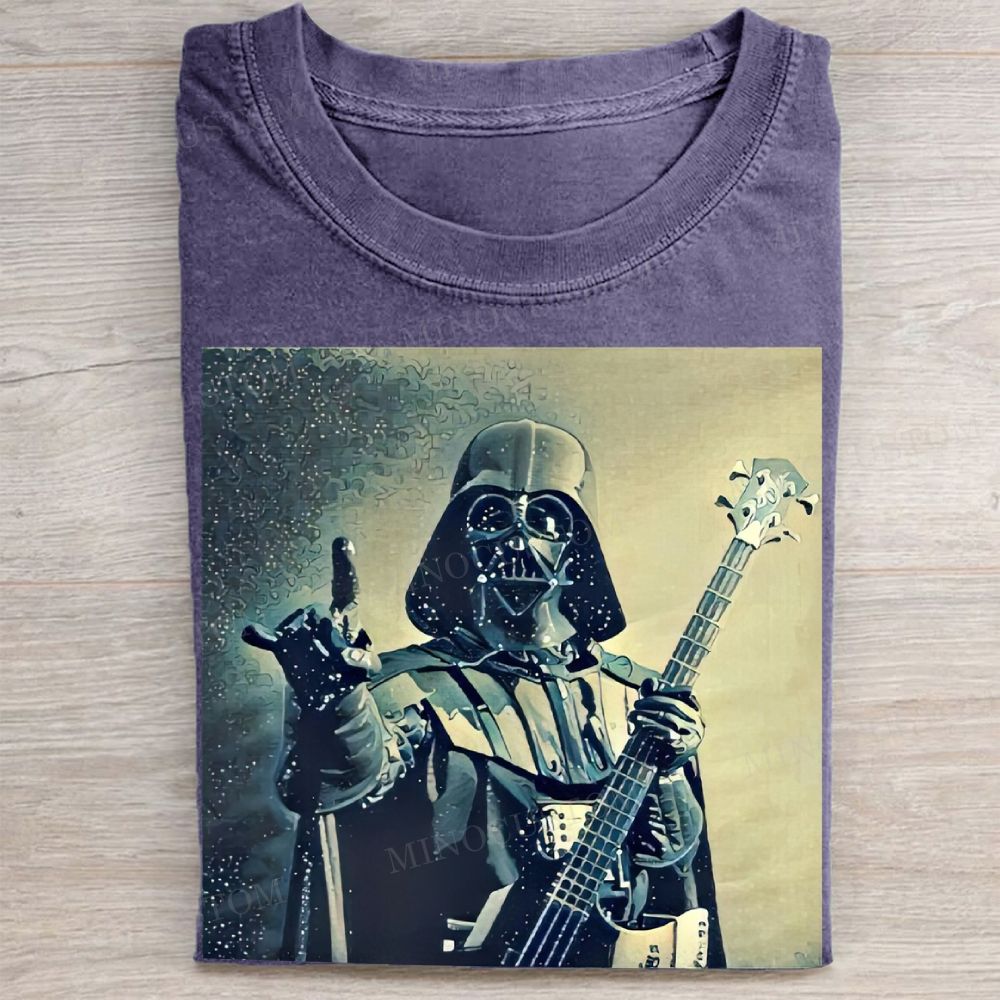 Darth Vader Rock Bassist Graphic Vintage Washed Tee