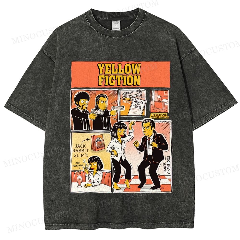Yellow Fiction Parody Vintage Washed T-Shirt
