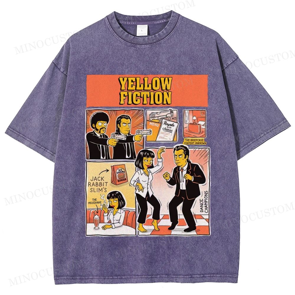 Yellow Fiction Parody Vintage Washed T-Shirt
