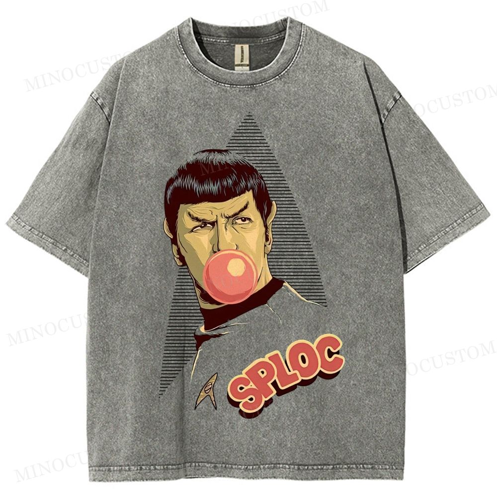  Spock Bubble Gum SPL0C Parody Casual Washed T-Shirt