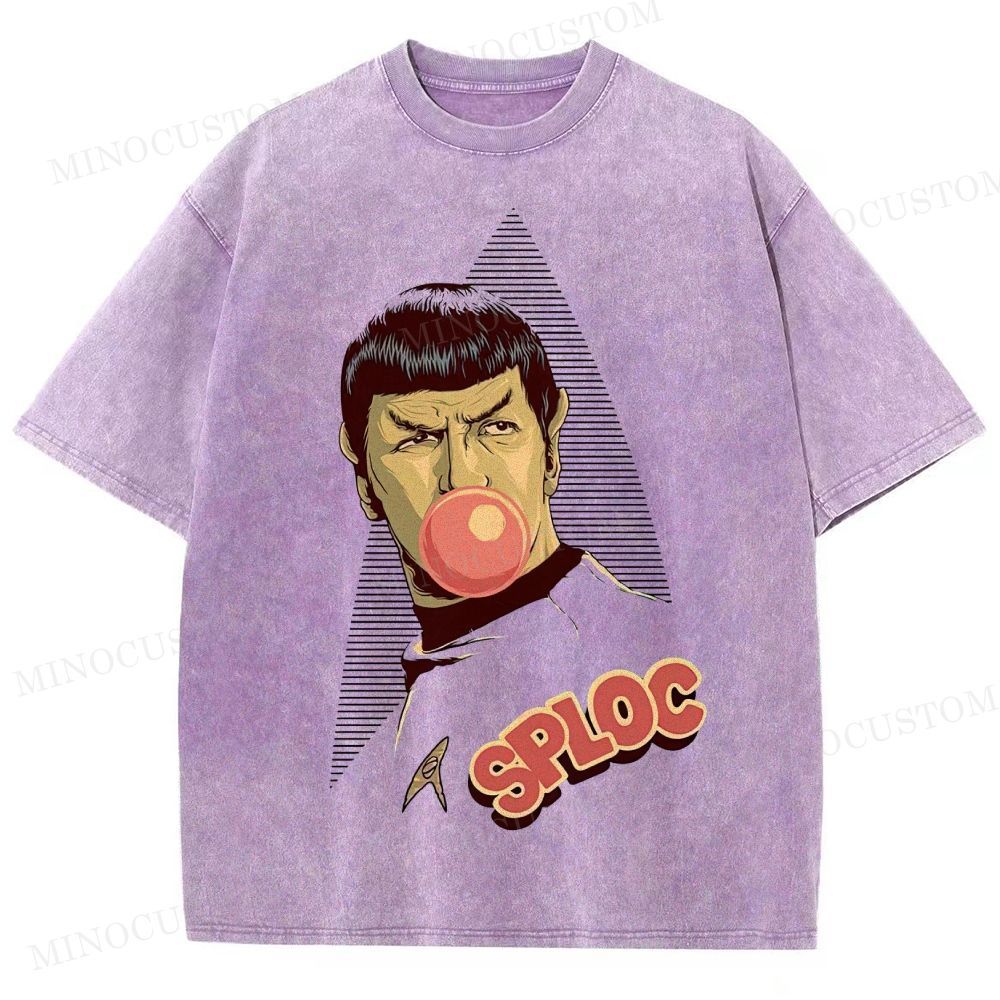 Spock Bubble Gum SPL0C Parody Casual Washed T-Shirt