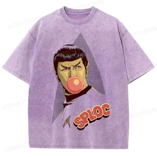  Spock Bubble Gum SPL0C Parody Casual Washed T-Shirt
