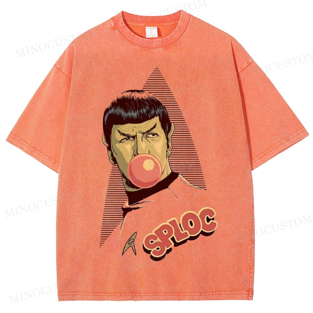  Spock Bubble Gum SPL0C Parody Casual Washed T-Shirt
