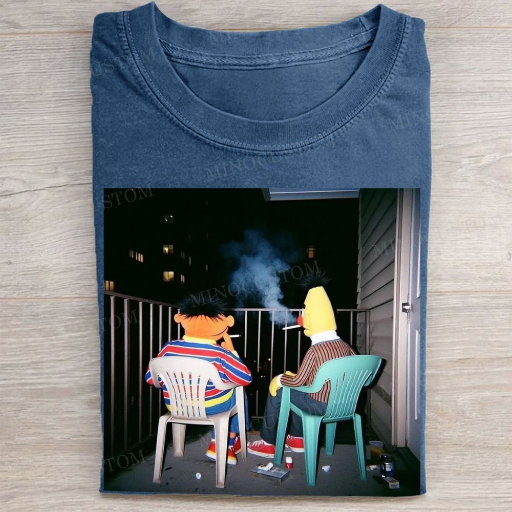 Retro Cartoon Duo Graphic Vintage Washed Tee
