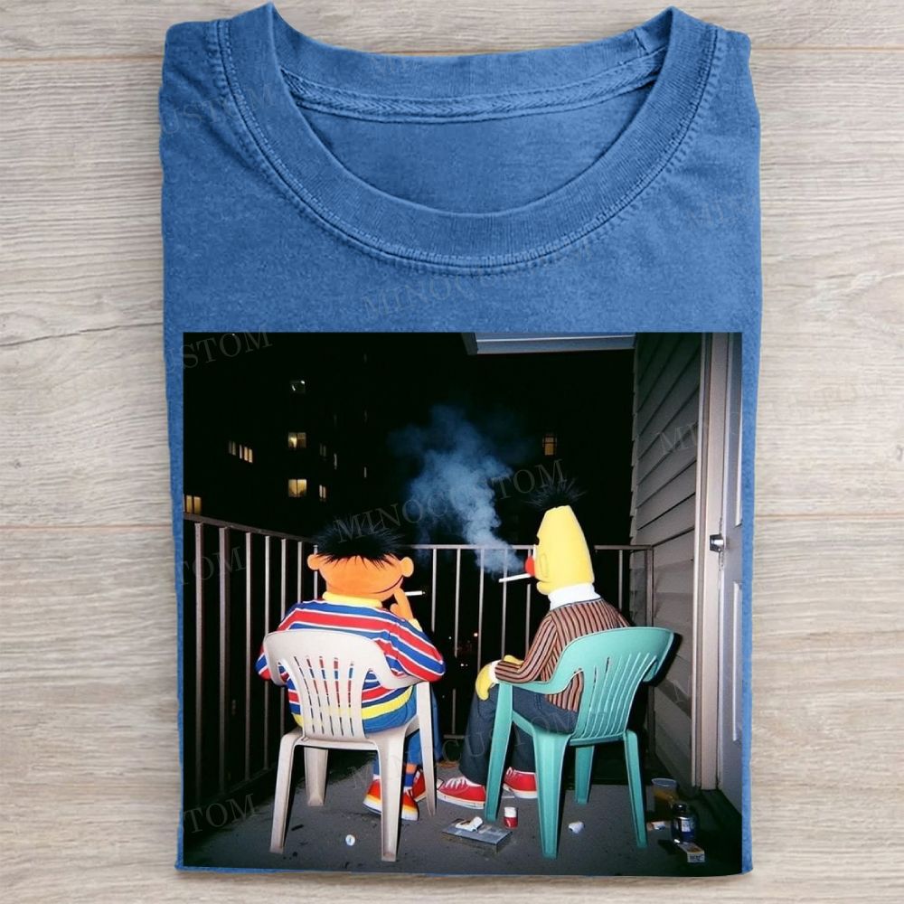 Retro Cartoon Duo Graphic Vintage Washed Tee