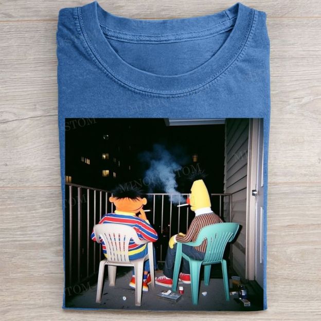Retro Cartoon Duo Graphic Vintage Washed Tee