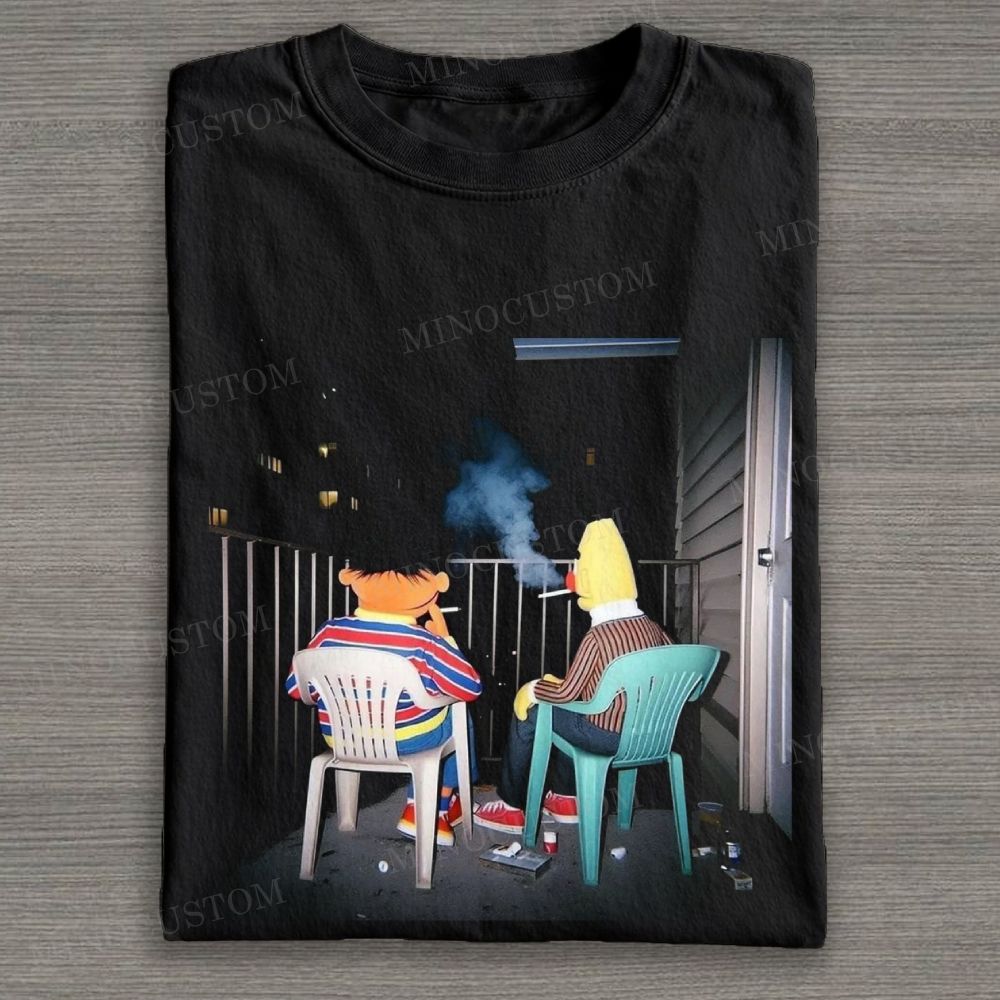 Retro Cartoon Duo Graphic Cotton T-shirt