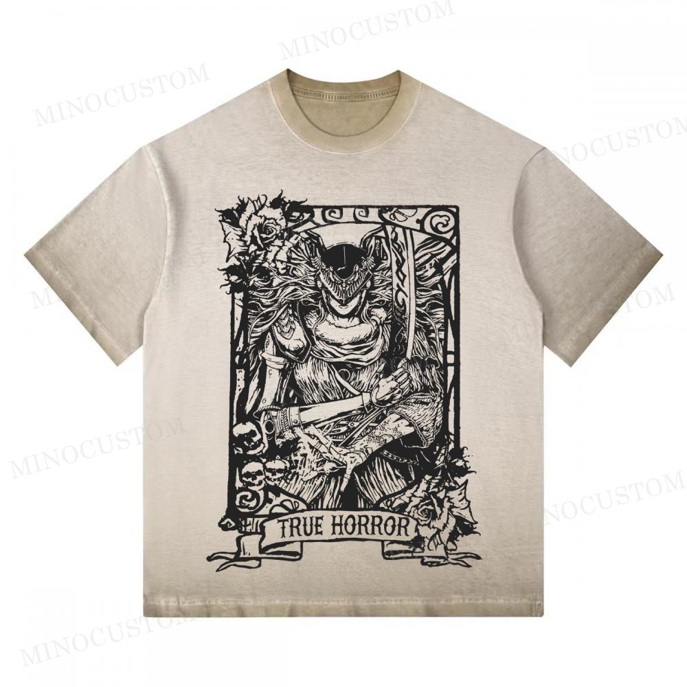 True Horror Warrior Graphic Gradient Washed T-shirt 
