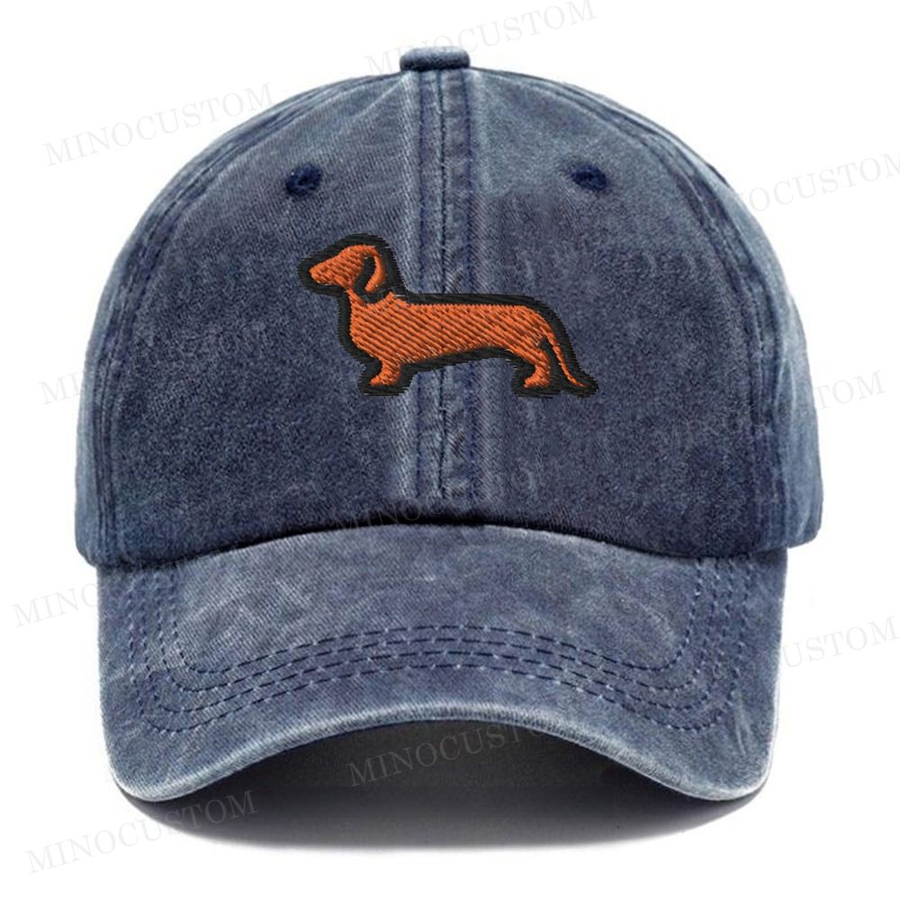 Dachshund Embroidered Vintage Casual Washed Cap