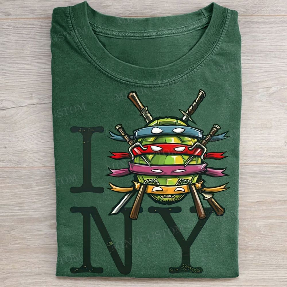  TMNT "I ❤️ NY" Parody Vintage Washed Tee