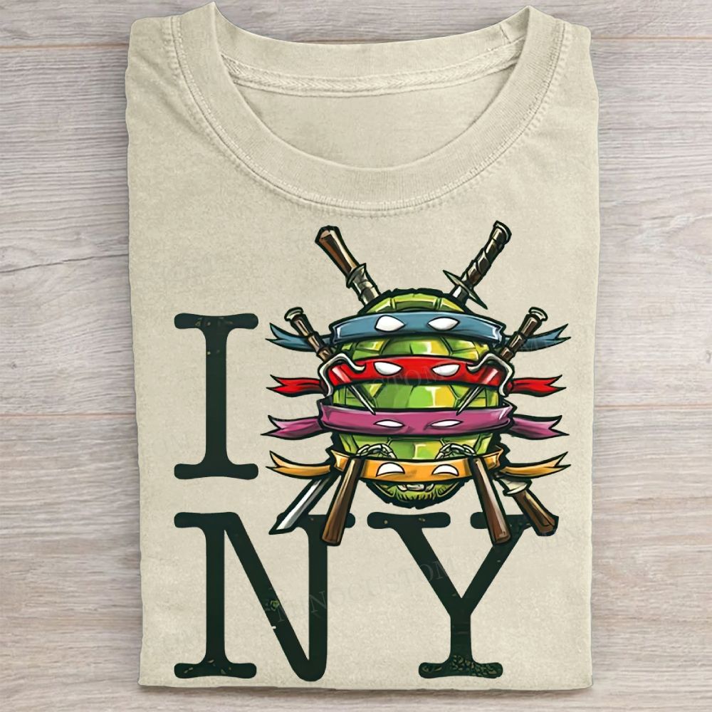  TMNT "I ❤️ NY" Parody Vintage Washed Tee