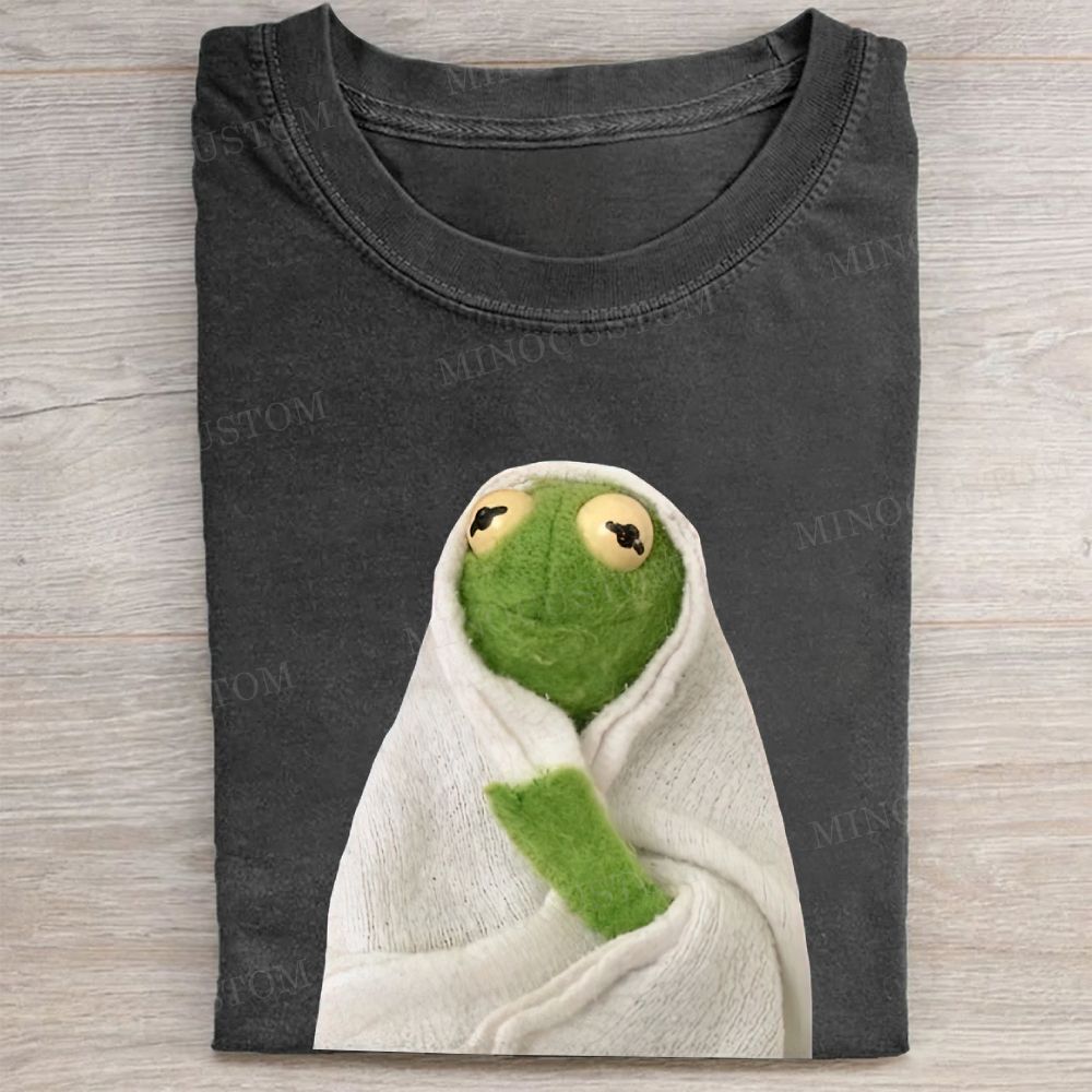 Cozy Blanket Frog Meme Vintage Washed Tee
