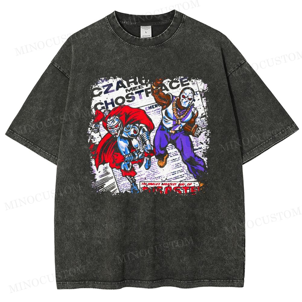 Czare Meets Ghostface Vintage Comic Style Washed T-Shirt