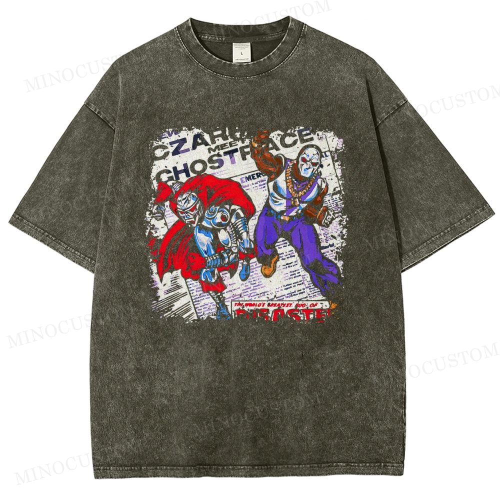 Czare Meets Ghostface Vintage Comic Style Washed T-Shirt