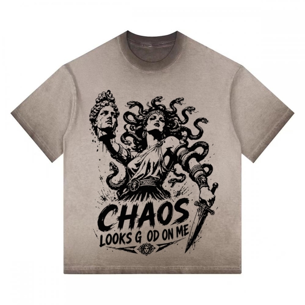 Vintage Medusa "Chaos Looks Good On Me" Graphic Oversized Gradient Washed T-shirt