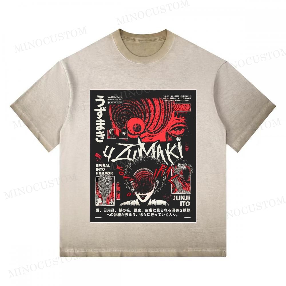 Vintage Uzumaki Junji Ito Horror Manga Graphic Oversized washed t shirt