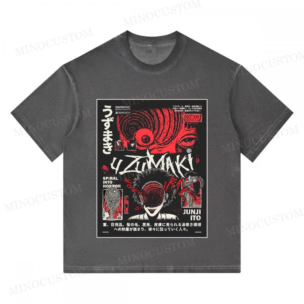 Vintage Uzumaki Junji Ito Horror Manga Graphic Oversized washed t shirt