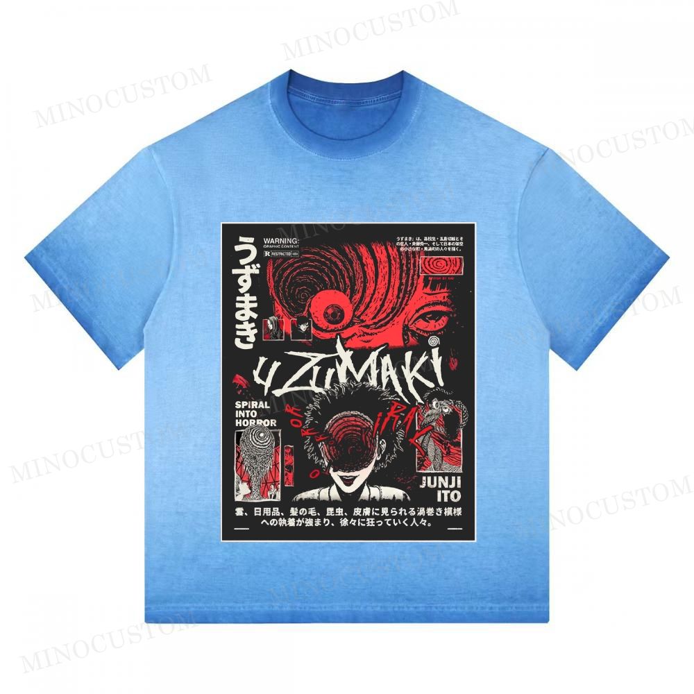 Vintage Uzumaki Junji Ito Horror Manga Graphic Oversized washed t shirt