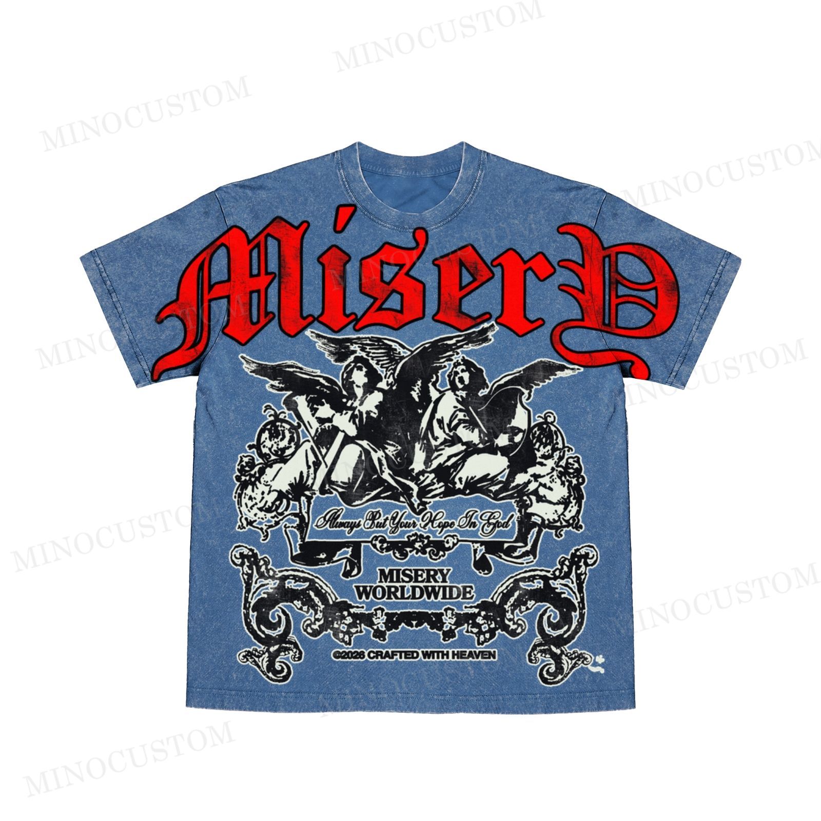 Vintage "Misery" Gothic Angel Graphic Oversized washed t shirt