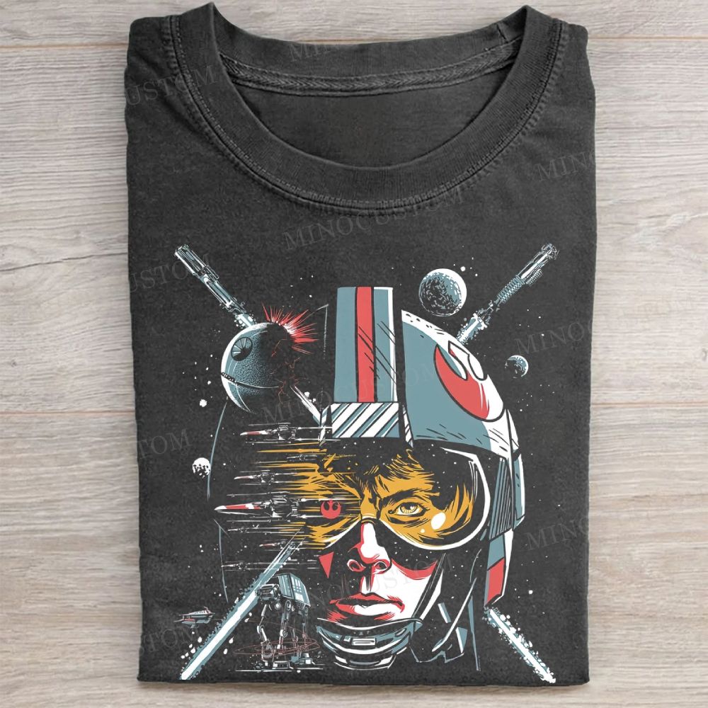 Starfighter Pilot Space Battle Vintage Washed Tee