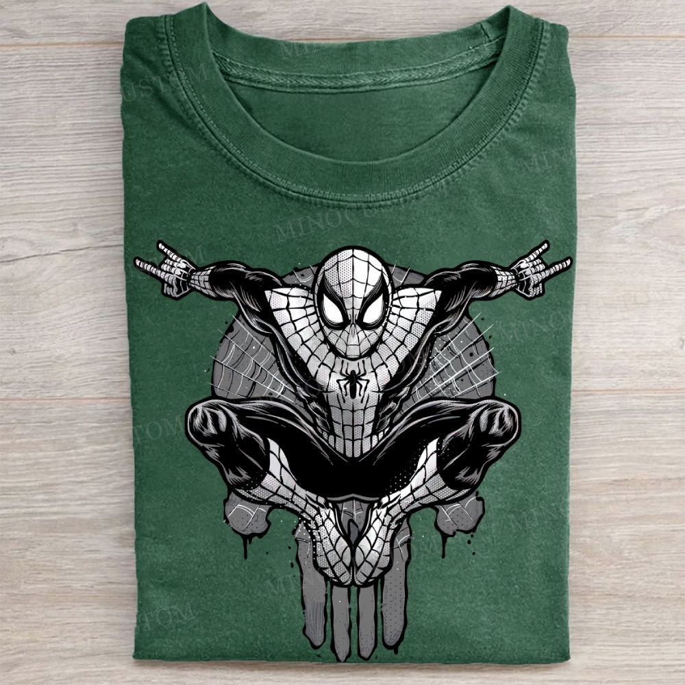 Spider-Man Peace Sign Monochrome Vintage Washed Tee