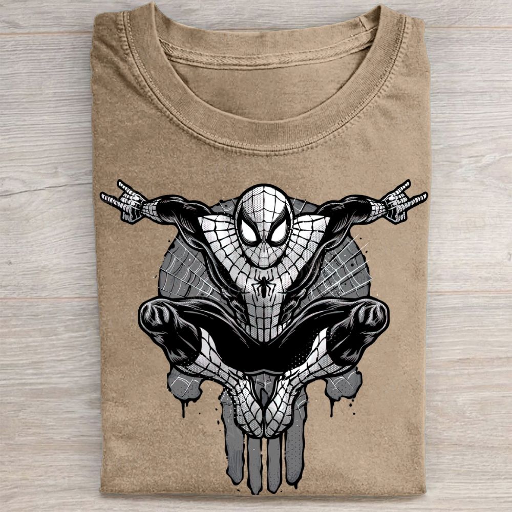 Spider-Man Peace Sign Monochrome Vintage Washed Tee