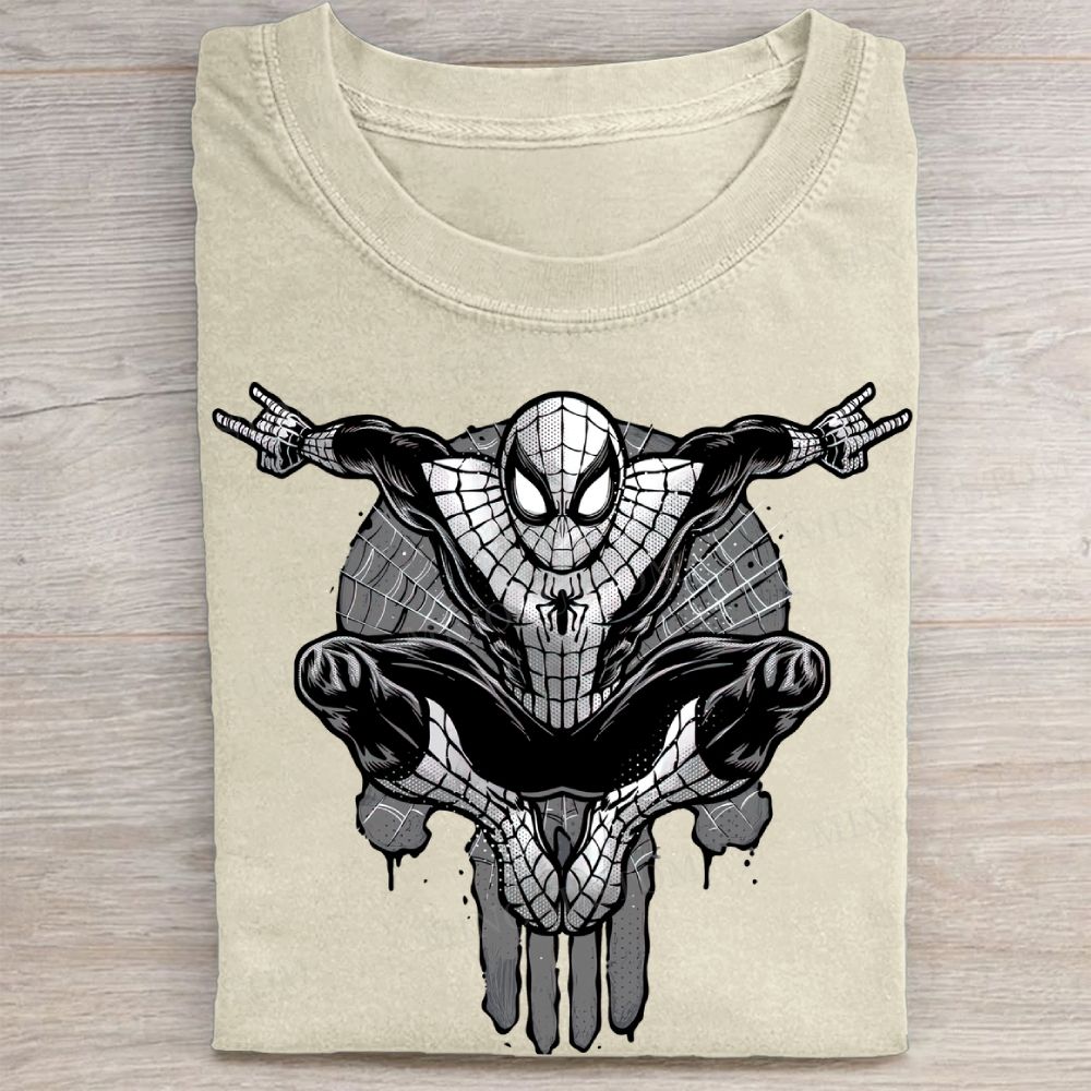 Spider-Man Peace Sign Monochrome Vintage Washed Tee