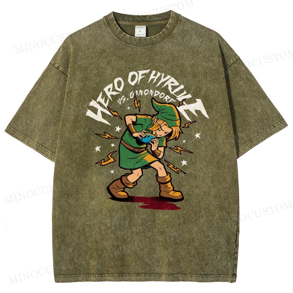 Retro Fantasy Hero Music Graphic washed tshirt