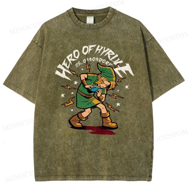 Retro Fantasy Hero Music Graphic washed tshirt