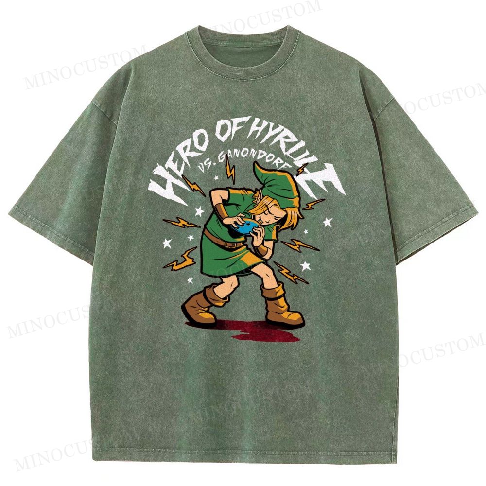 Retro Fantasy Hero Music Graphic washed tshirt