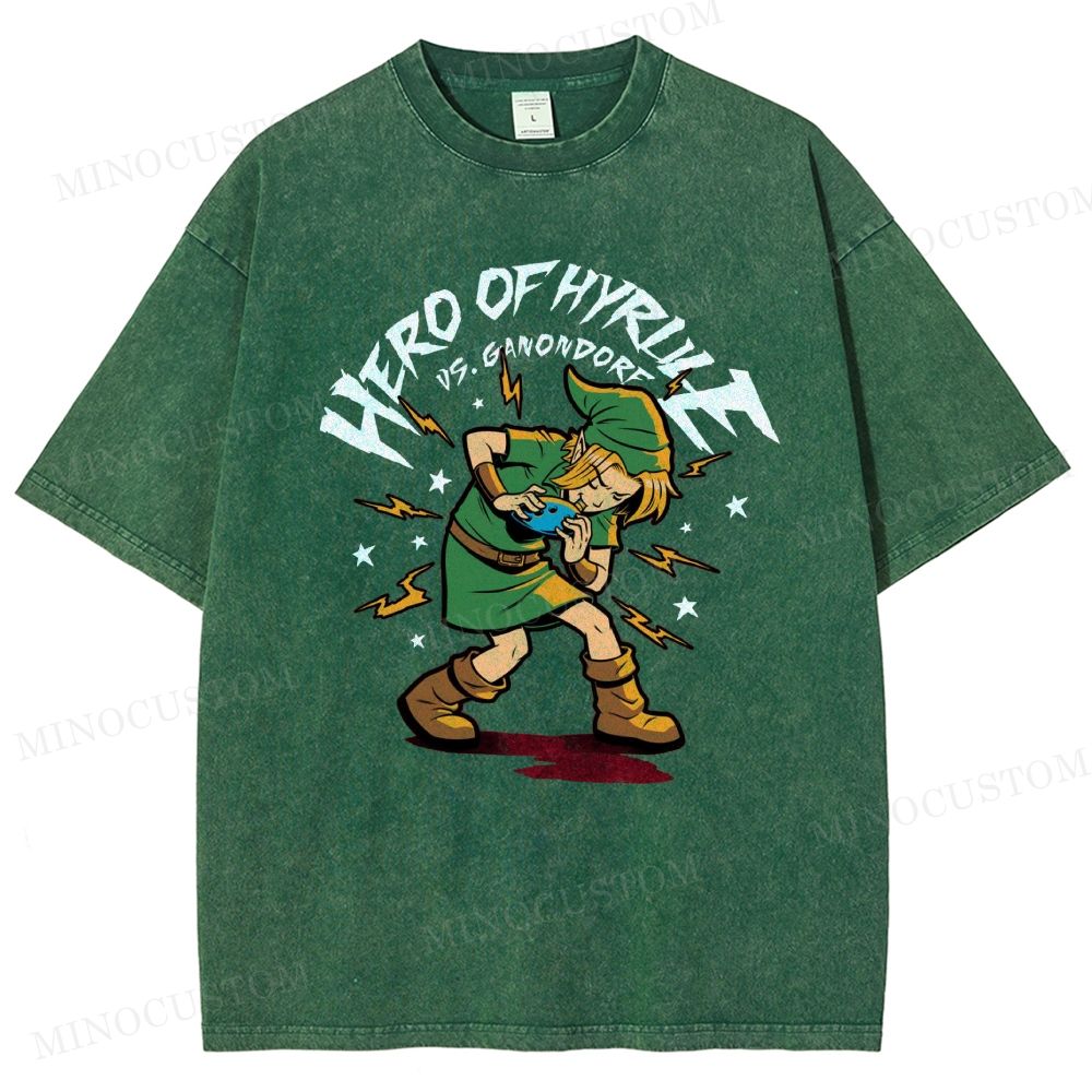 Retro Fantasy Hero Music Graphic washed tshirt