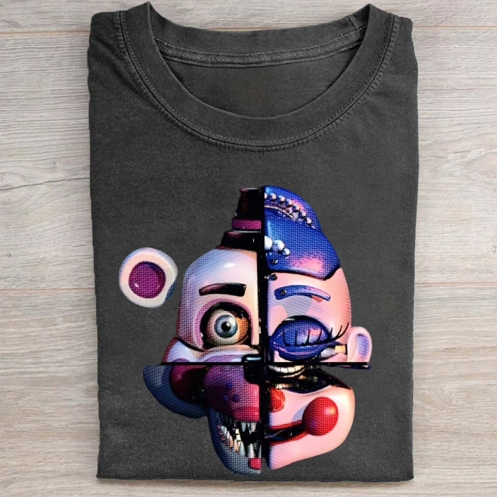 Split-Screen Animatronic Horror Vintage Washed Tee