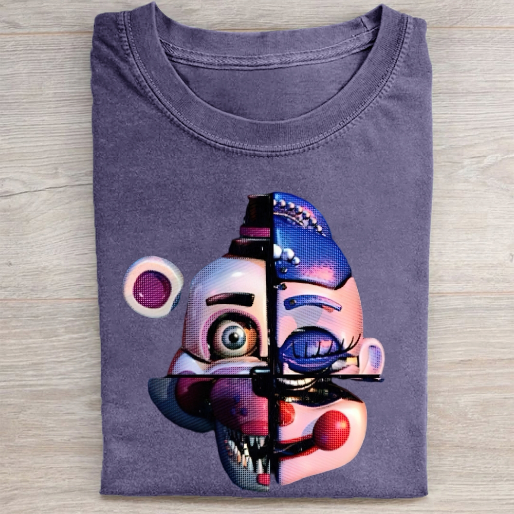 Split-Screen Animatronic Horror Vintage Washed Tee