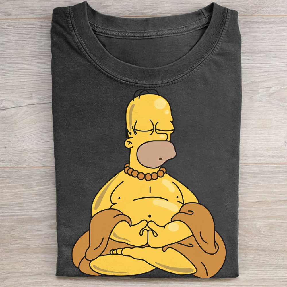 Meditating Homer Simpson Zen Parody Vintage Washed Tee 