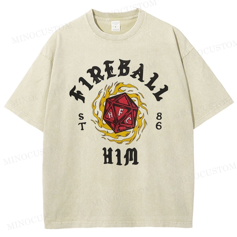 "Fireball Him" Retro D&D Dice Washed T-Shirt