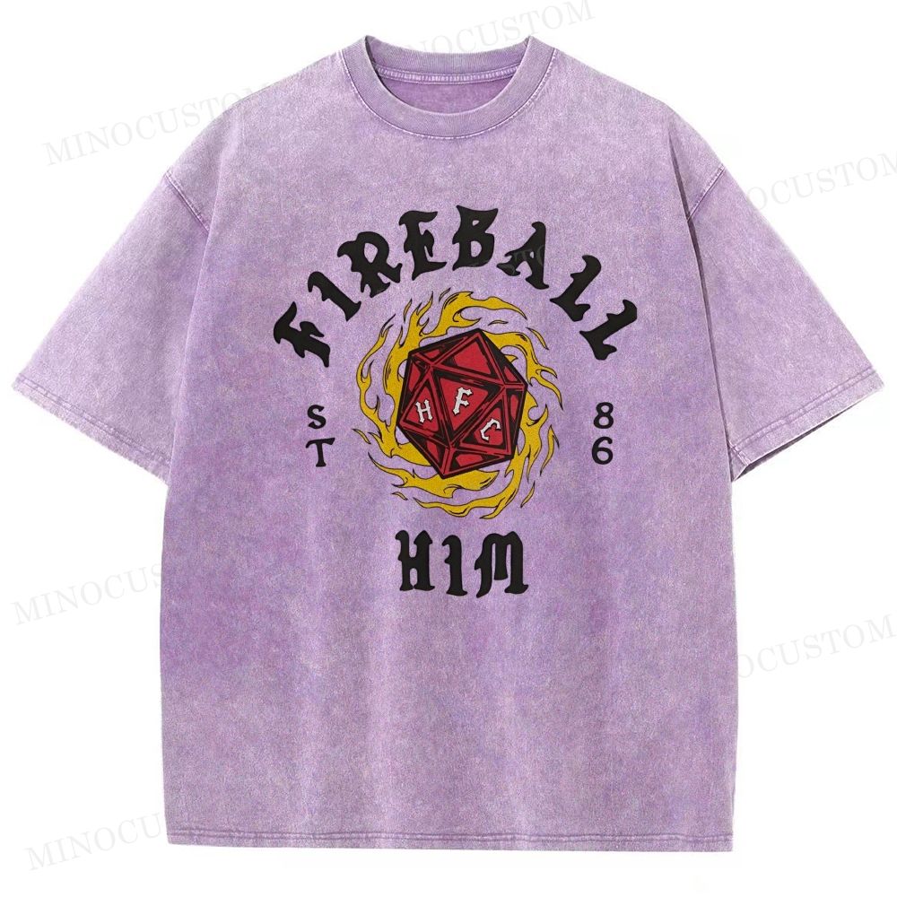 "Fireball Him" Retro D&D Dice Washed T-Shirt