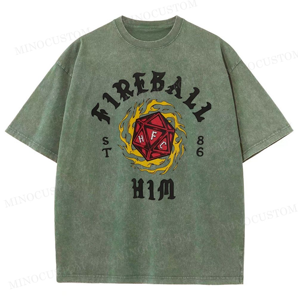 "Fireball Him" Retro D&D Dice Washed T-Shirt