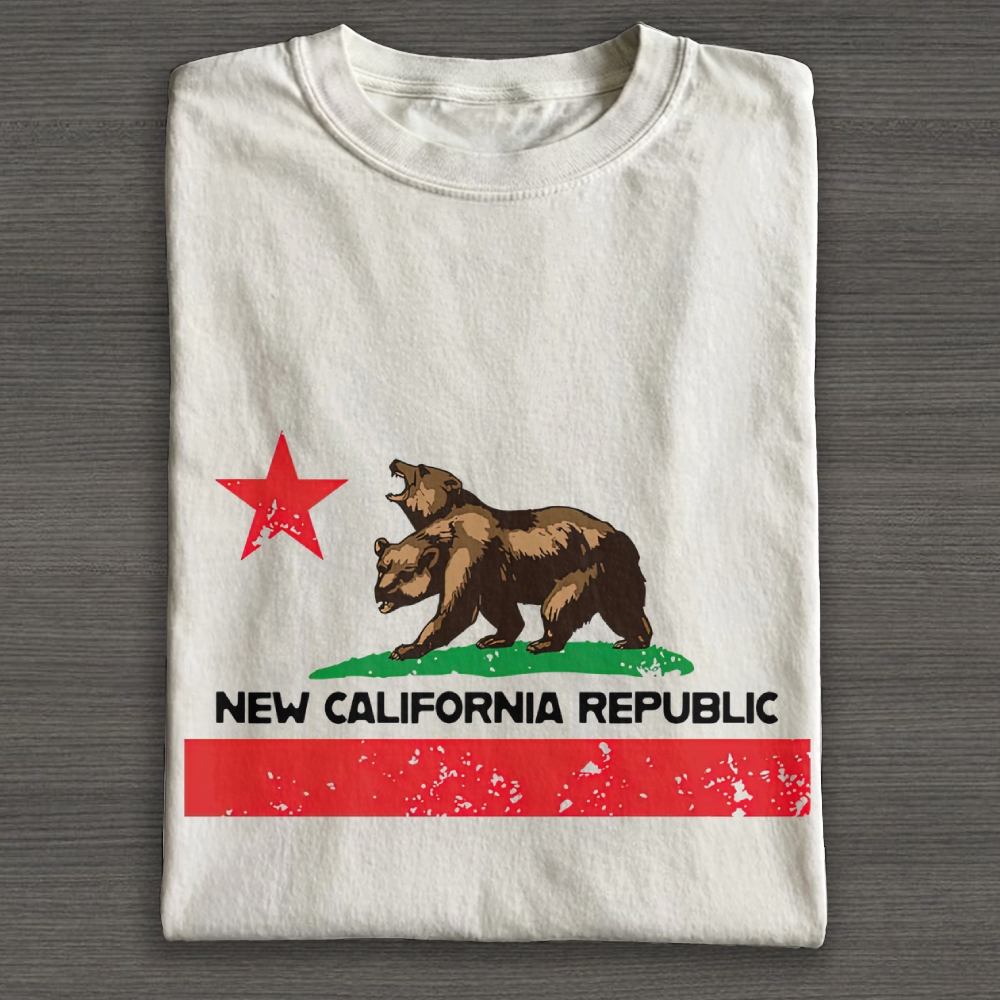 New California Republic Bear GraphicCotton T-shirt